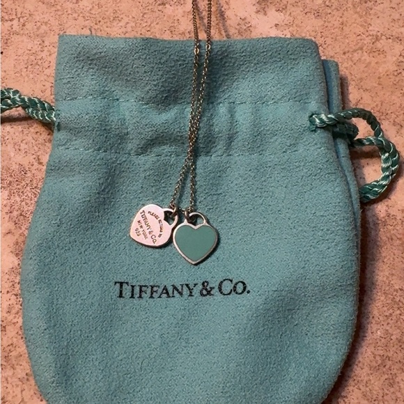 Tiffany & Co. Silver and Turquoise Heart Charm Necklace - Picture 1 of 3
